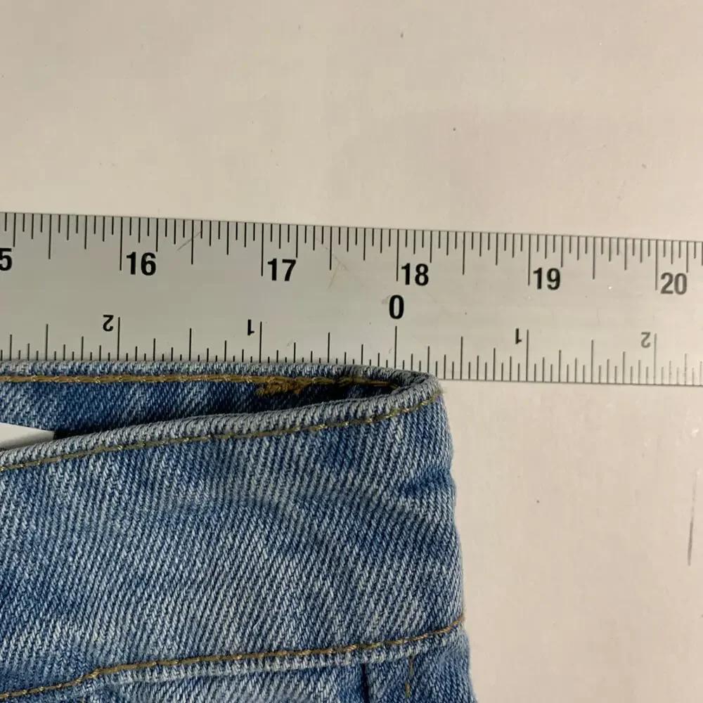BoohooMan 36 NEW Slim Rigid Applique Jean Shorts In Light Blue Streetwear
